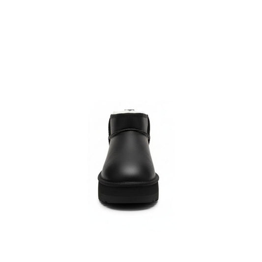 UGG Classic Ultra Mini Platform Black Leather Boot