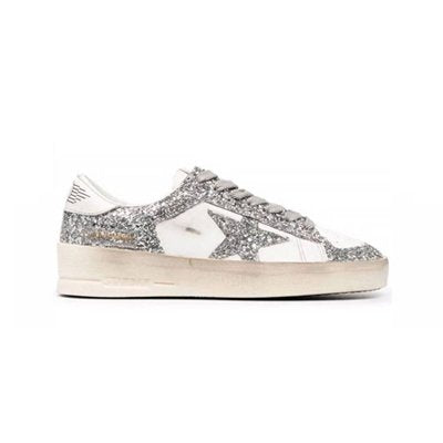 Golden Goose Super-Star White Gray Glitter