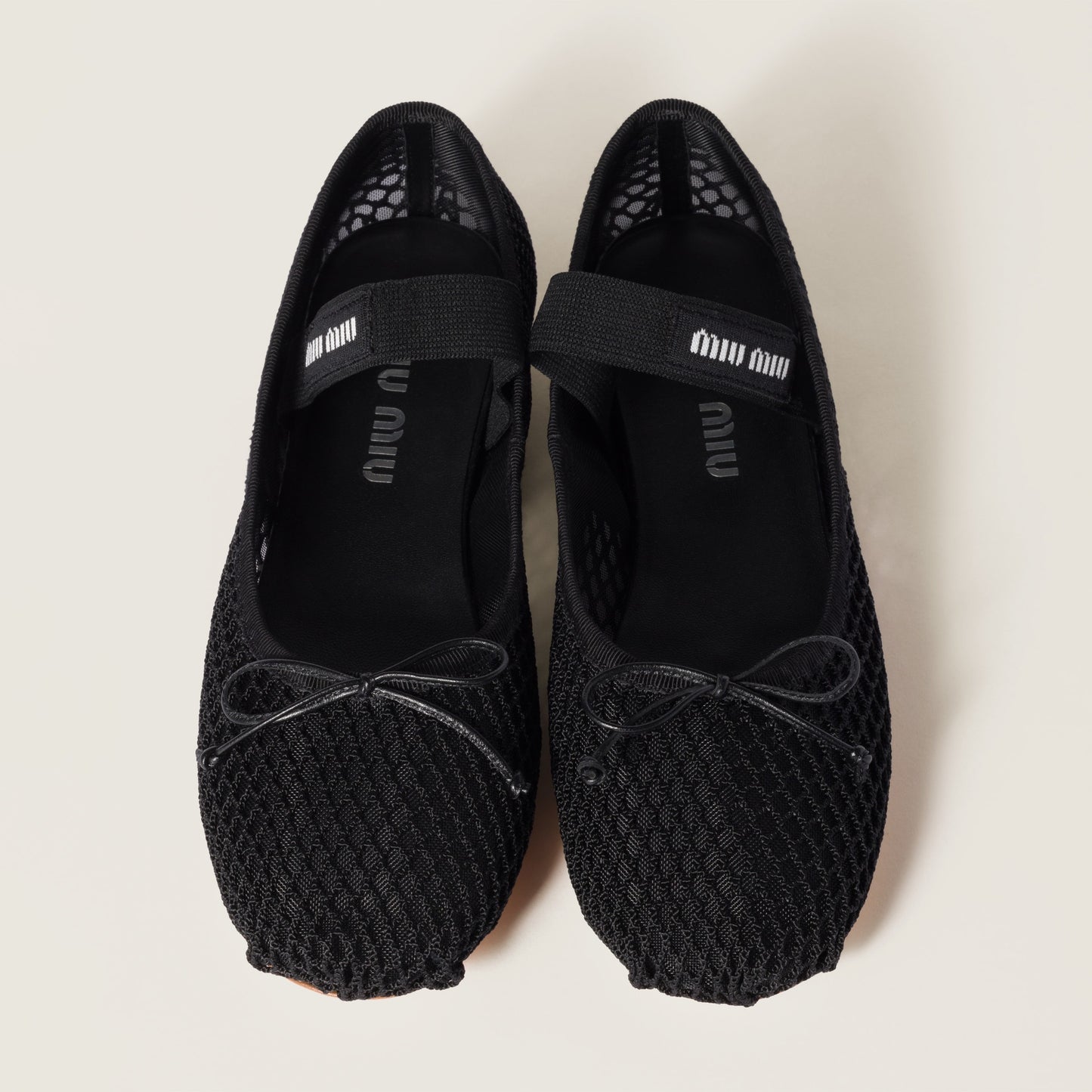 Miu Miu Mesh Fabric Ballerinas Black