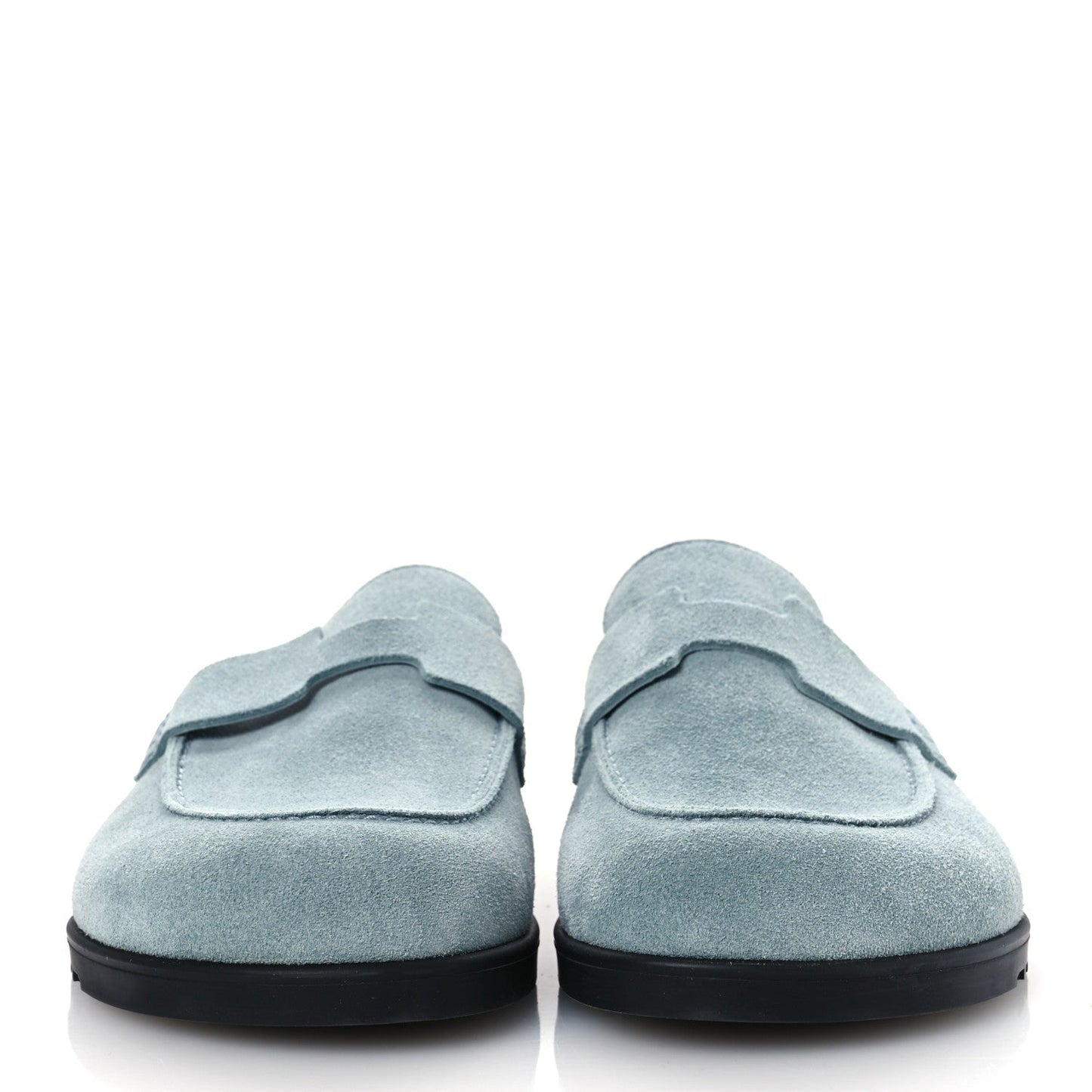 Hermès Go Mules Made Of Light Blue Suede Calfskin