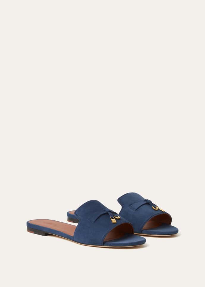 Loro Piana Summer Charms Sandal Suede Goatskin Ocean Cavern