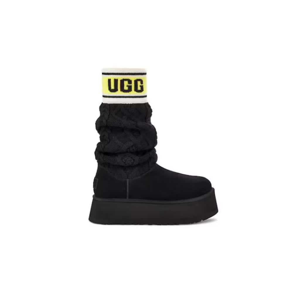 Classic Sweater Letter Boot Black