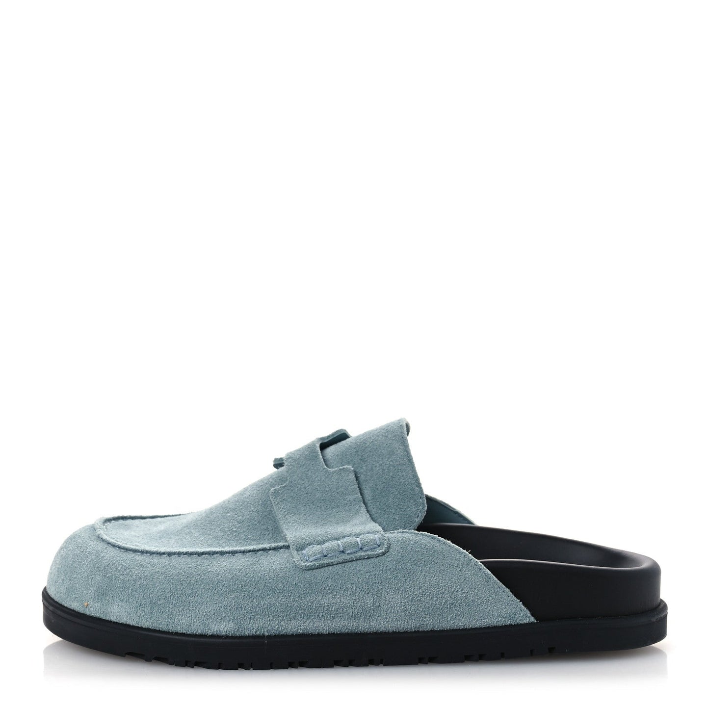 Hermès Go Mules Made Of Light Blue Suede Calfskin
