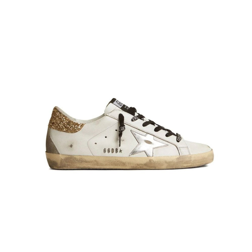 Golden Goose Super-Star White Silver Gold Glitter