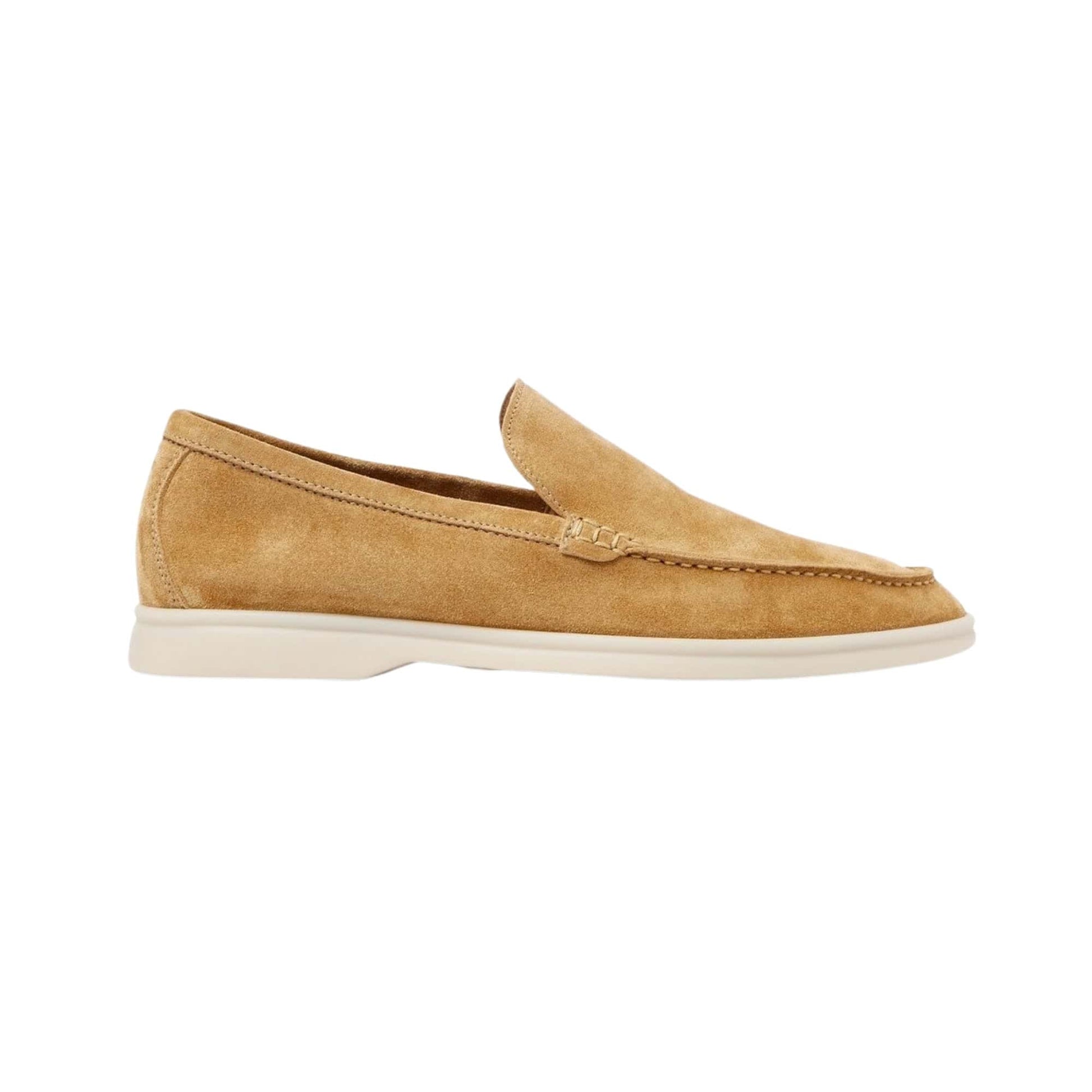 Loro Piana Summer Walk Suede Loafers Camel