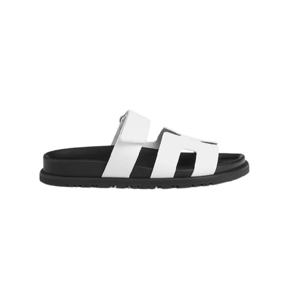 Hermes Chypre Sandal Blanc Epsom Leather