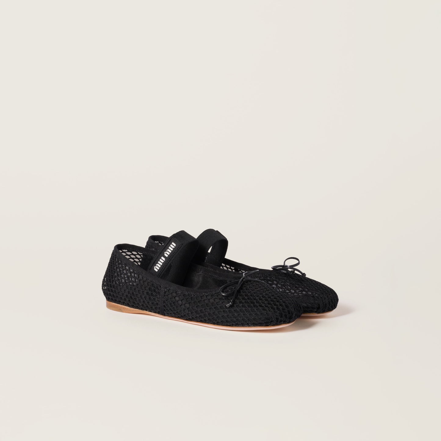 Miu Miu Mesh Fabric Ballerinas Black