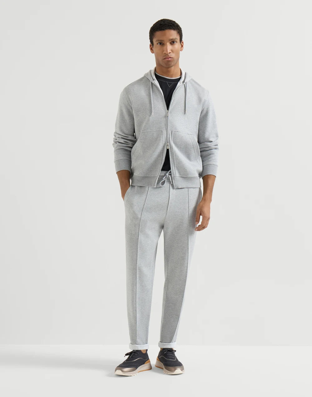 Brunello Cucinelli Techno Cotton Knit Runners With Heat-Bonded Details Night