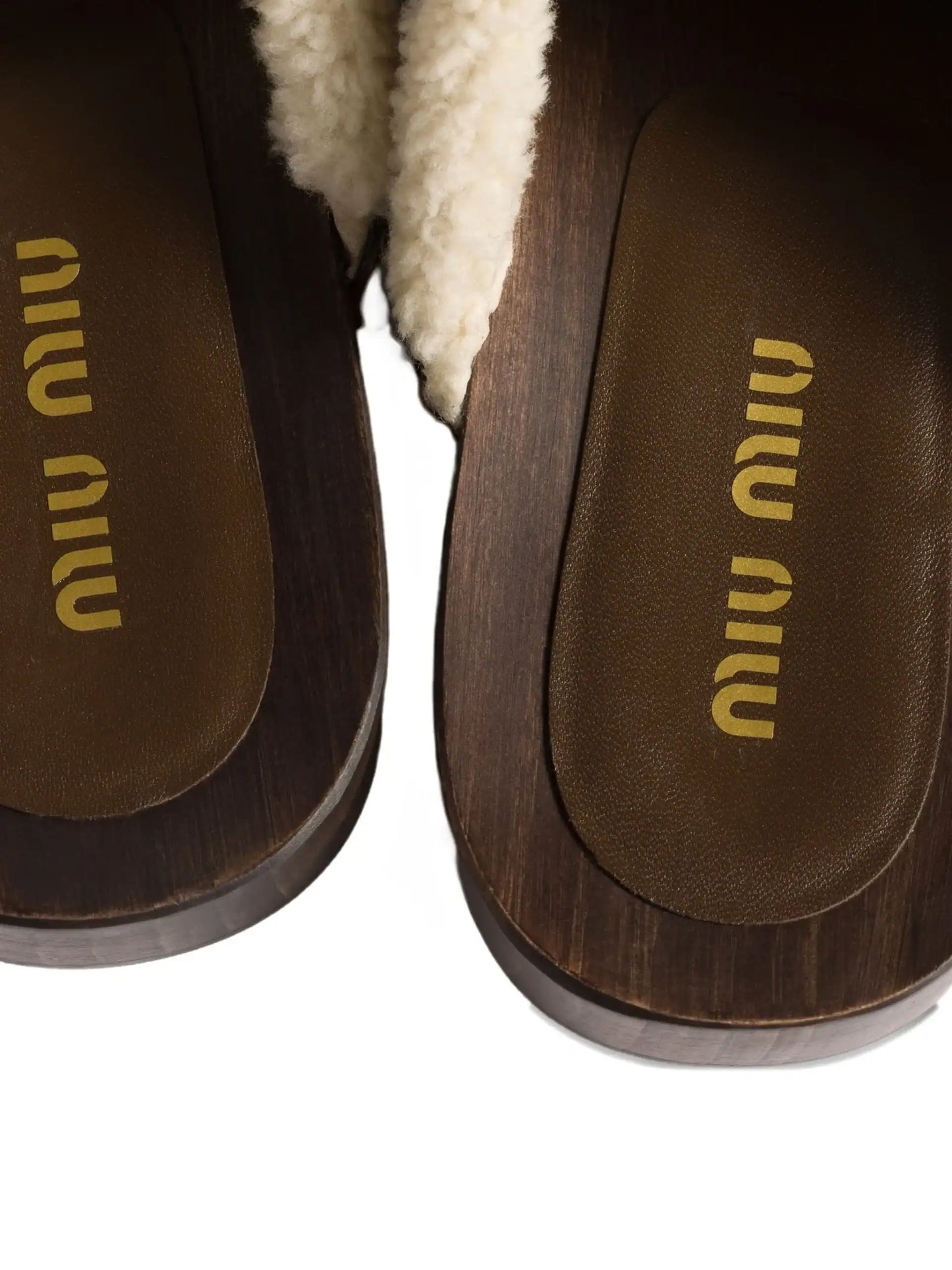 Miu Miu Shearling-Lined Suede Clogs In Brown. 