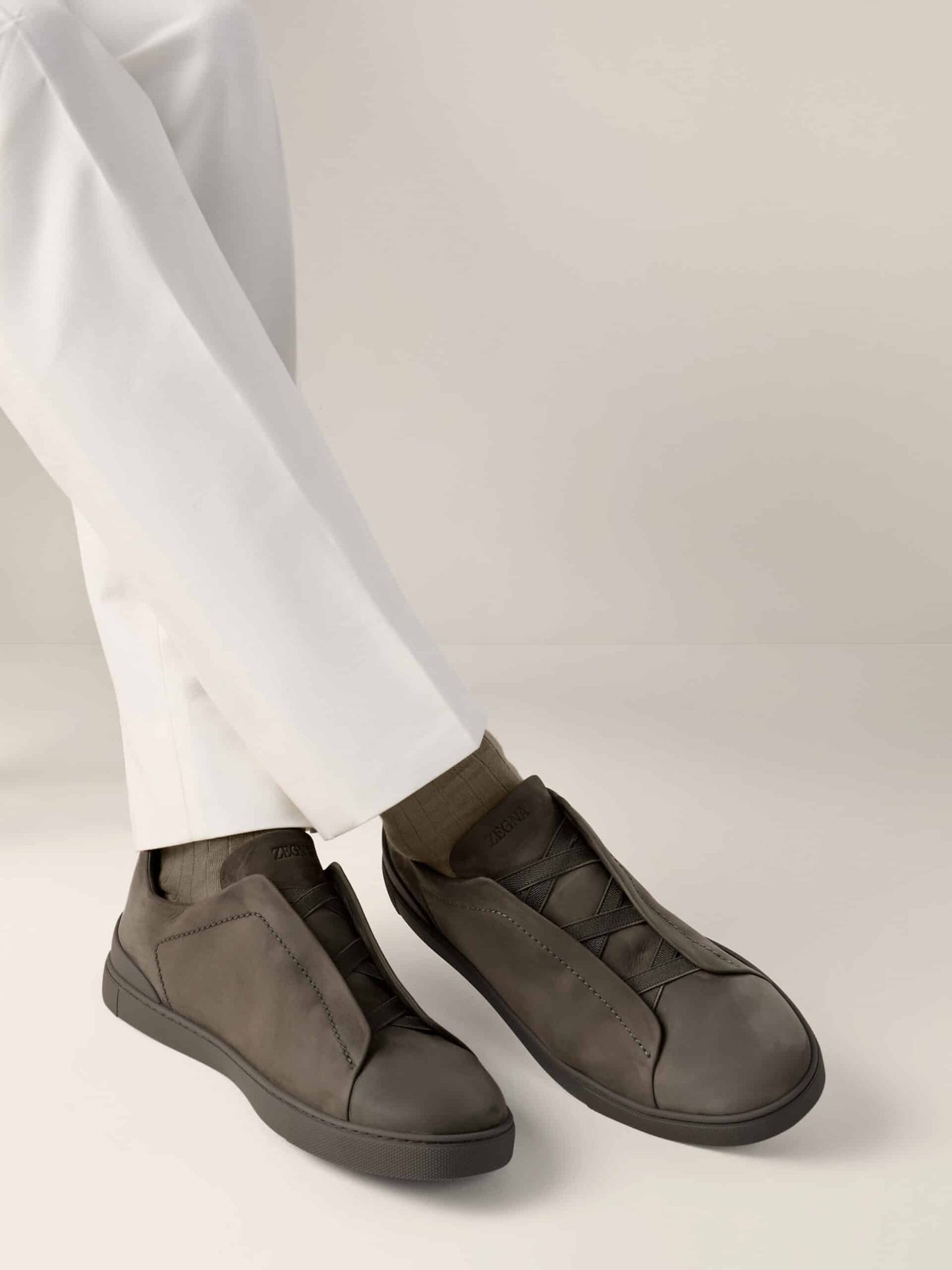 Zegna Dark Taupe Triple Stitch™ SECONDSKIN Sneakers
