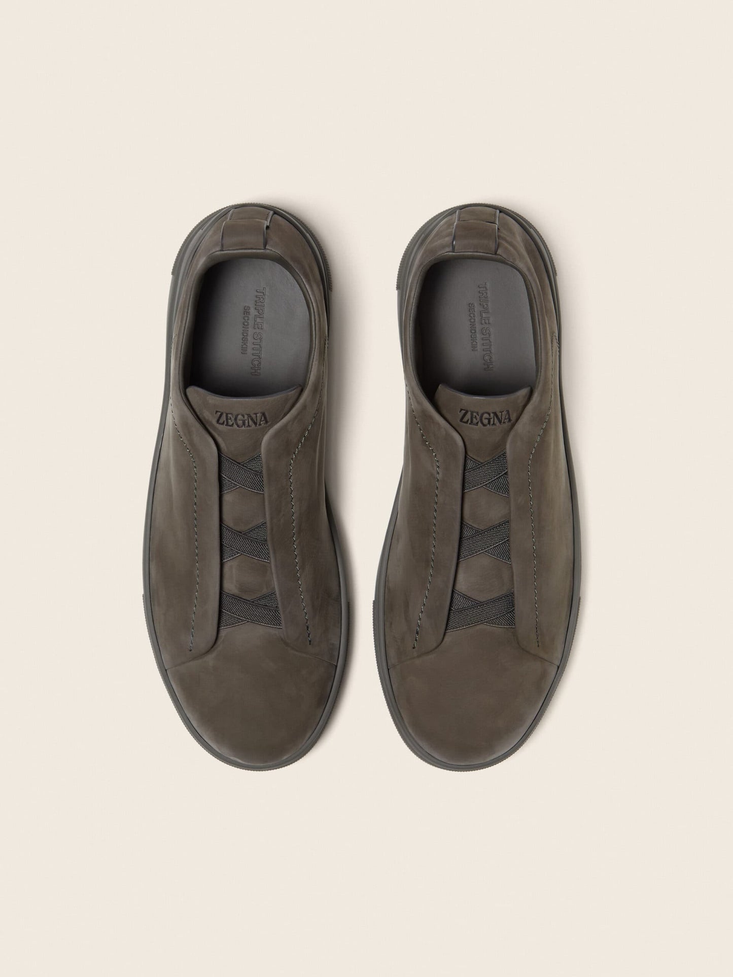 Zegna Dark Taupe Triple Stitch™ SECONDSKIN Sneakers