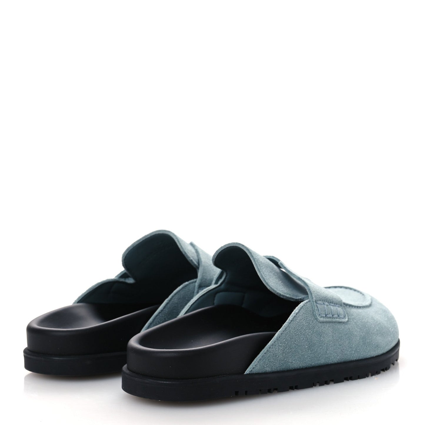 Hermès Go Mules Made Of Light Blue Suede Calfskin