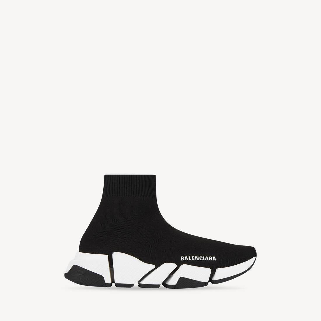 Balenciaga Speed 2.0 Recycled Knit Sneaker With Bicolor Sole in Black/white
