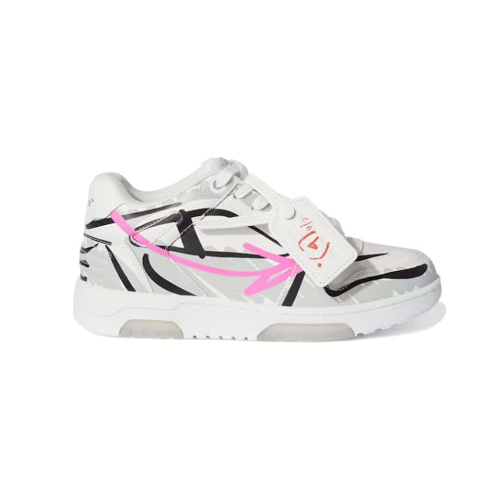 OFF-WHITE Out Of Office OOO Low Tops BSTROY Grey Pink