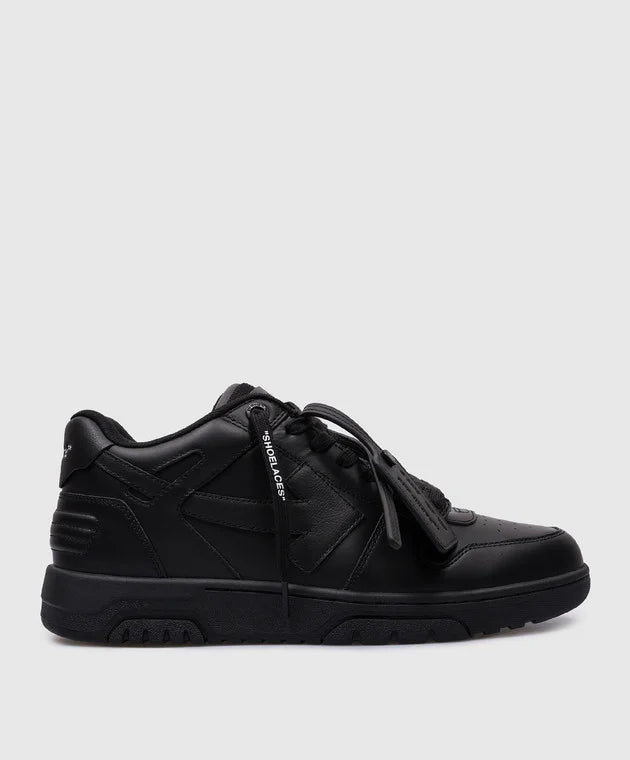 OFF-WHITE Out Of Office black Leather Sneakers
