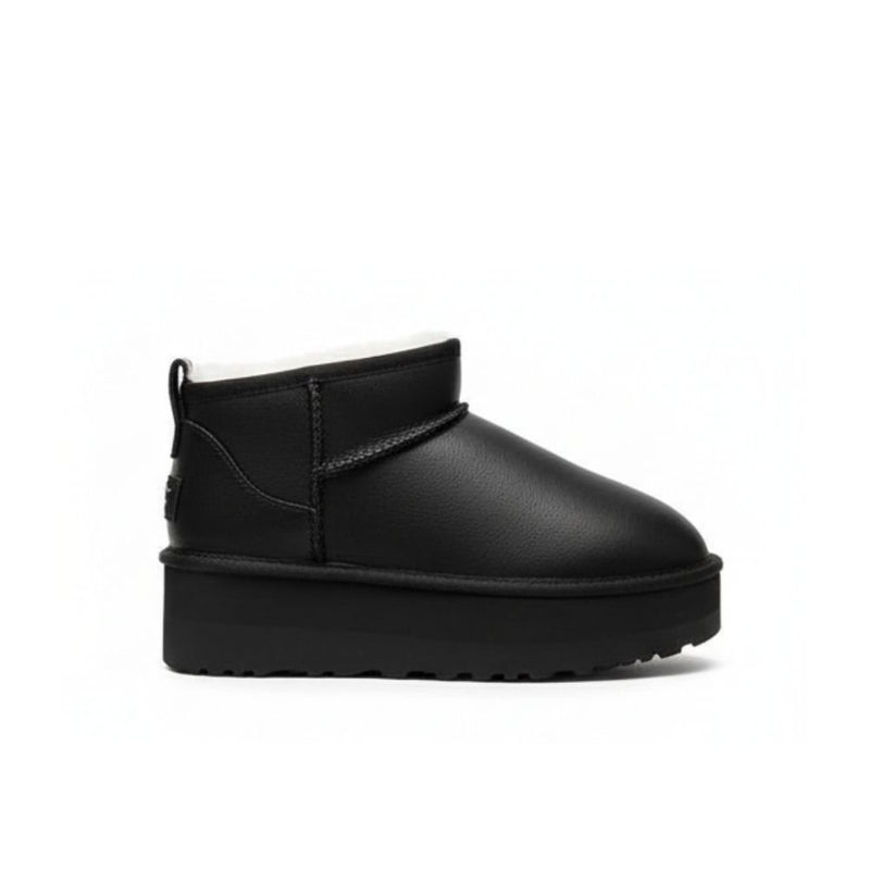 UGG Classic Ultra Mini Platform Black Leather Boot