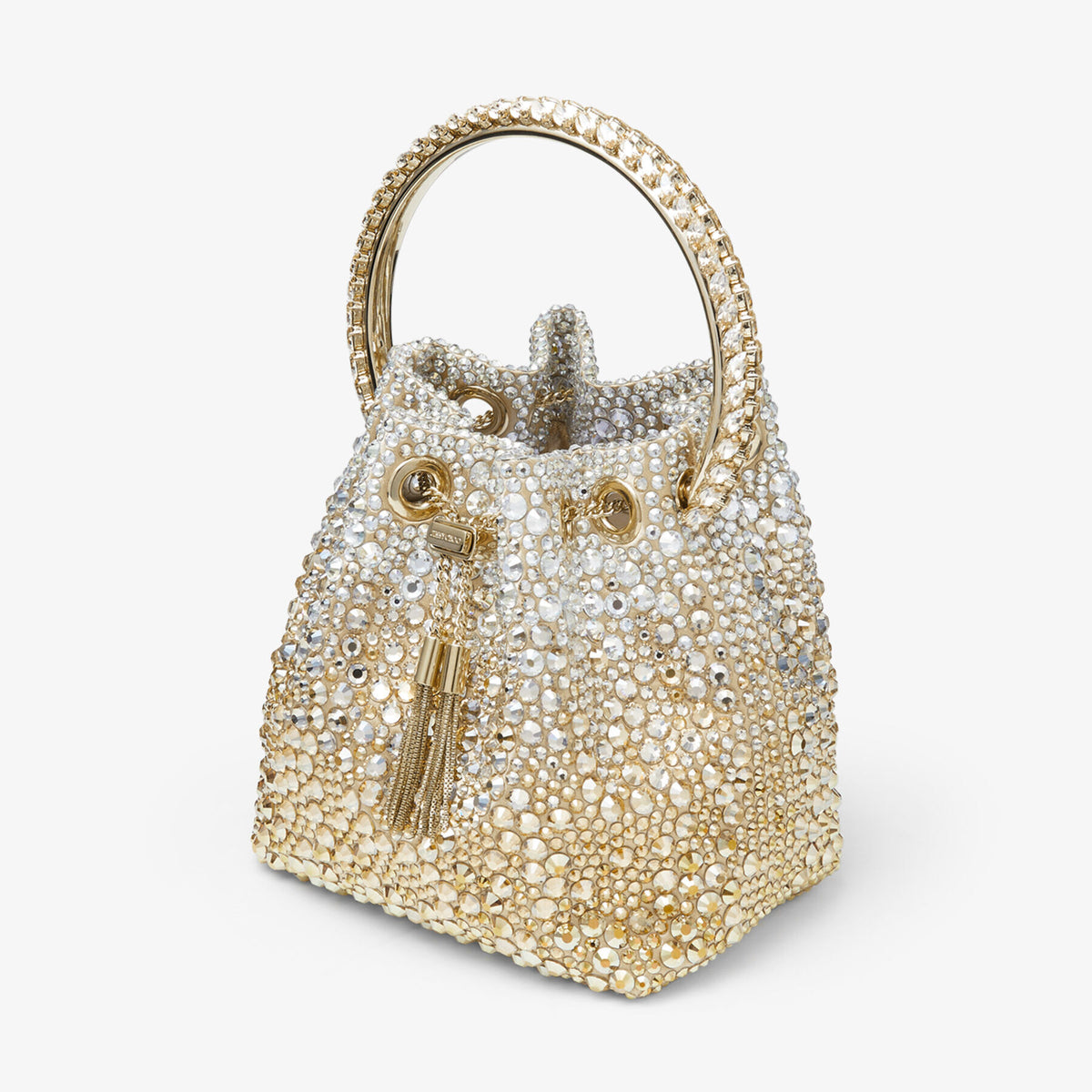 Jimmy Choo Bon Bon Gold Satin Bag with Crystals