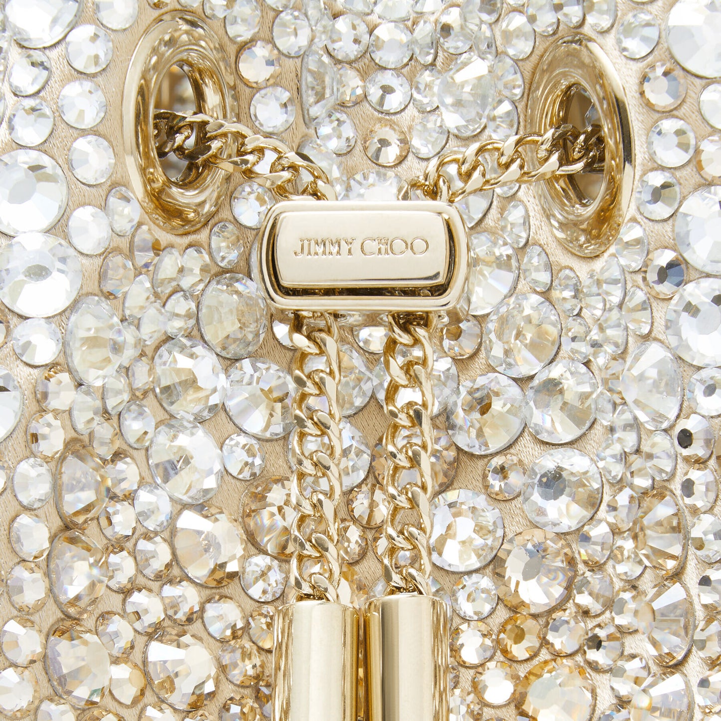 Jimmy Choo Bon Bon Gold Satin Bag with Crystals
