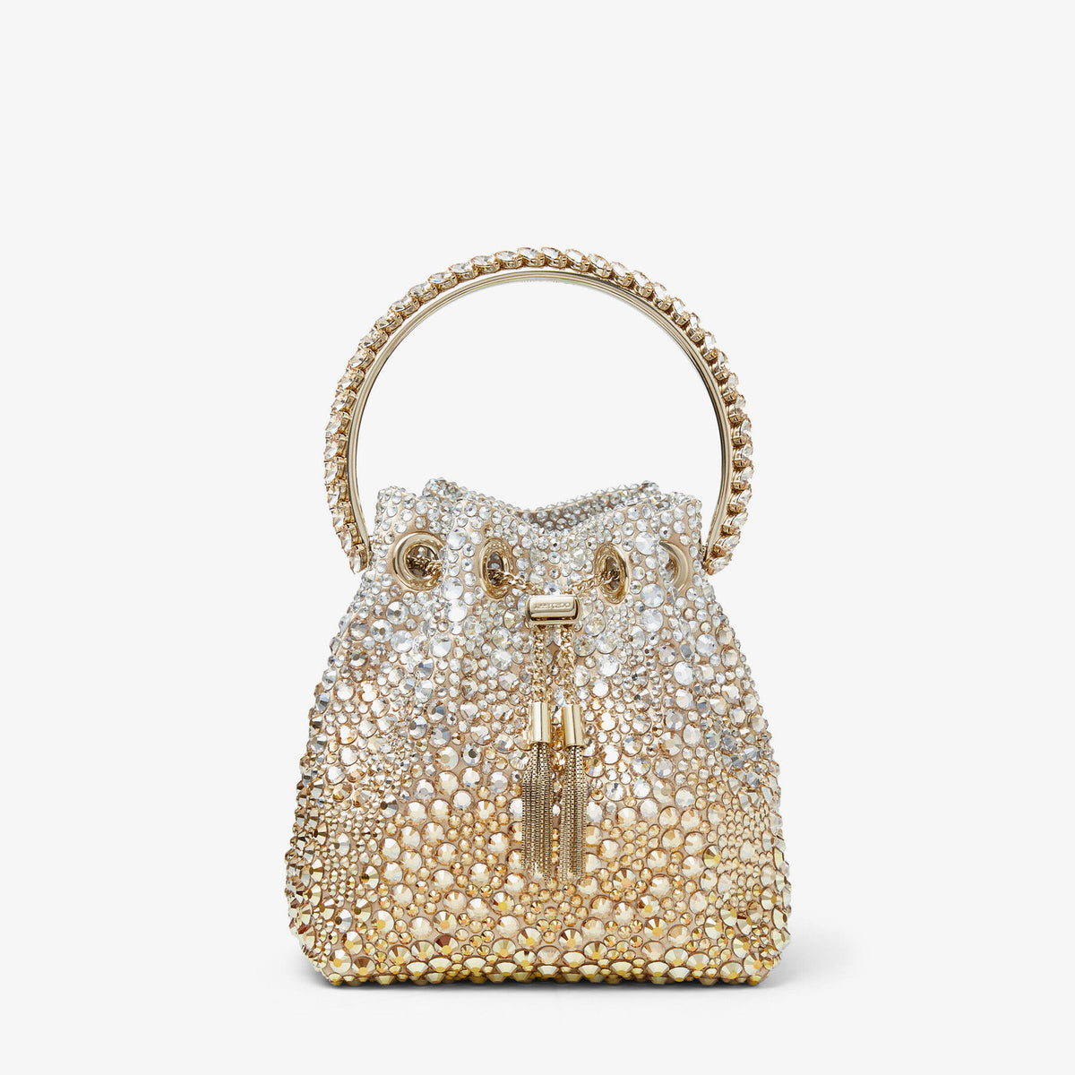 Jimmy Choo Bon Bon Gold Satin Bag with Crystals