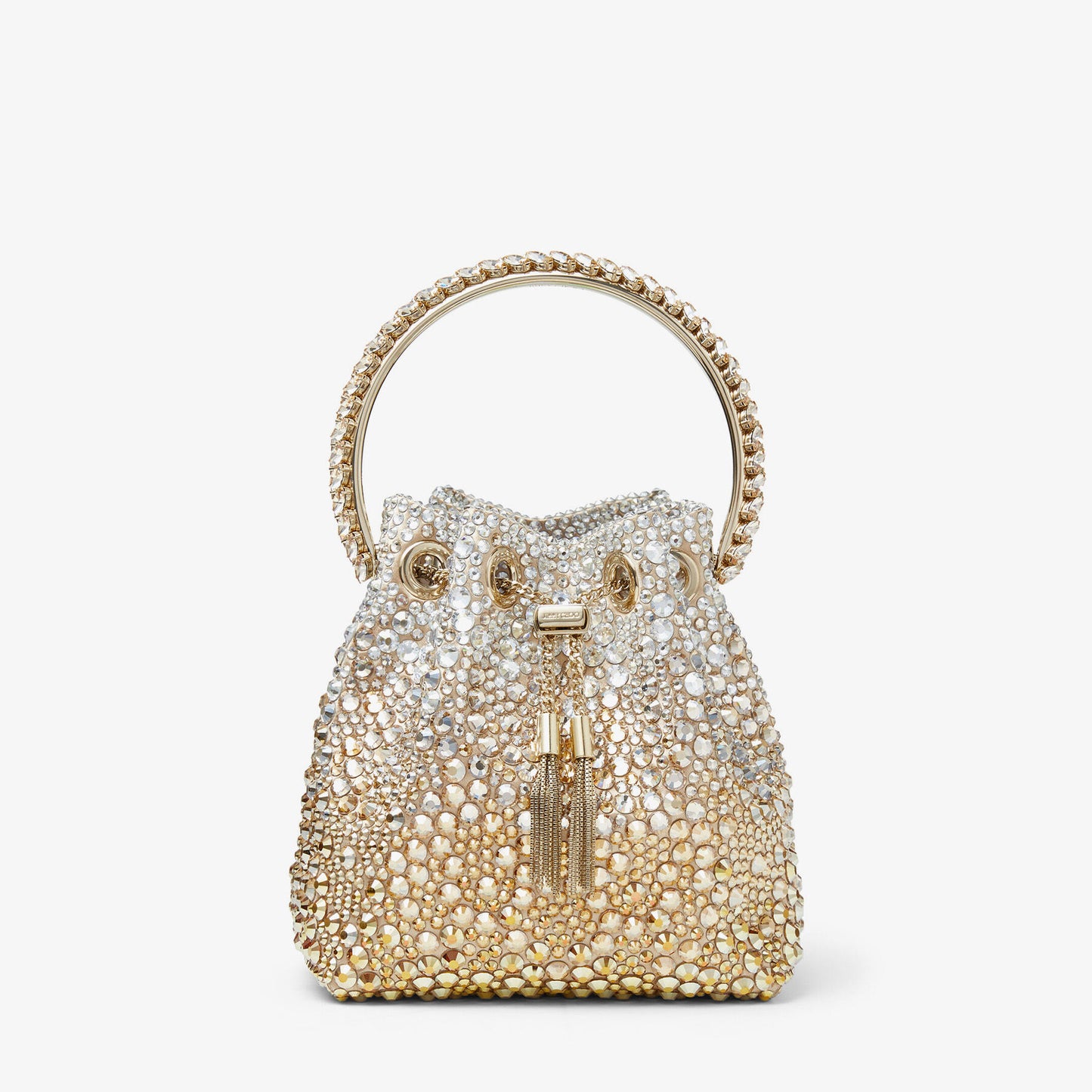 Jimmy Choo Bon Bon Gold Satin Bag with Crystals
