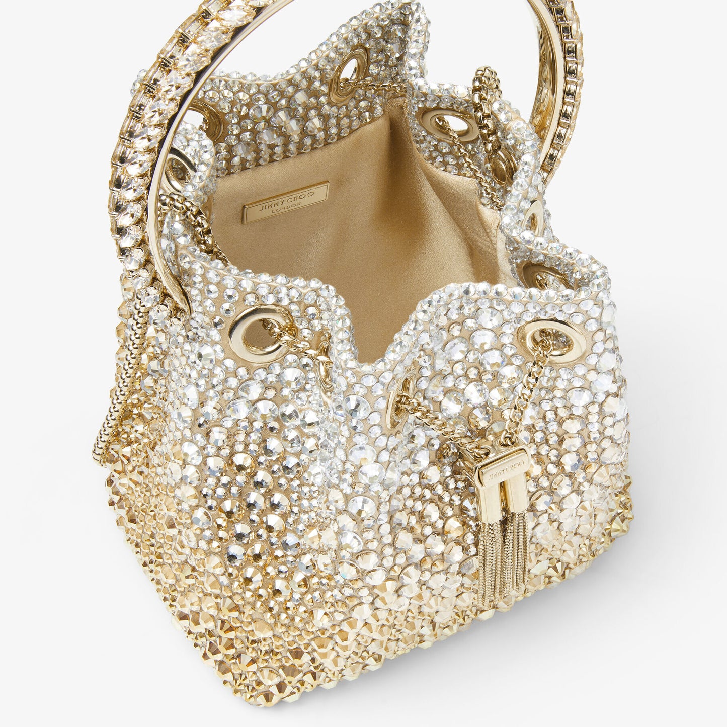 Jimmy Choo Bon Bon Gold Satin Bag with Crystals