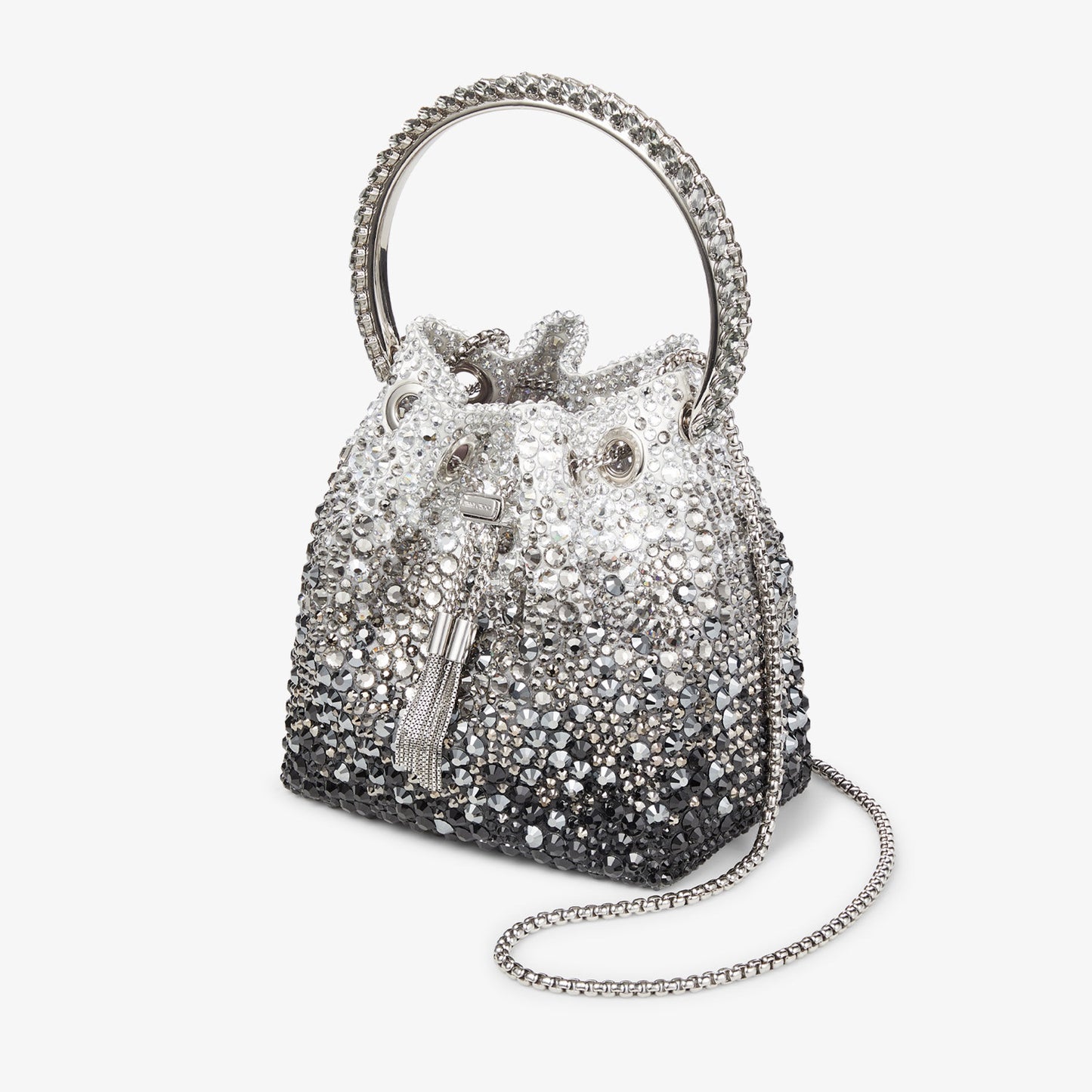 Jimmy Choo Bon Bon Black Satin Bag with Crystals