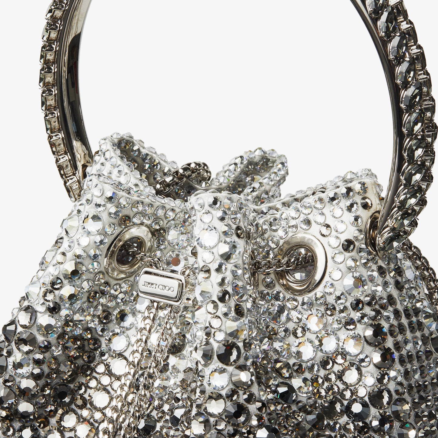 Jimmy Choo Bon Bon Black Satin Bag with Crystals