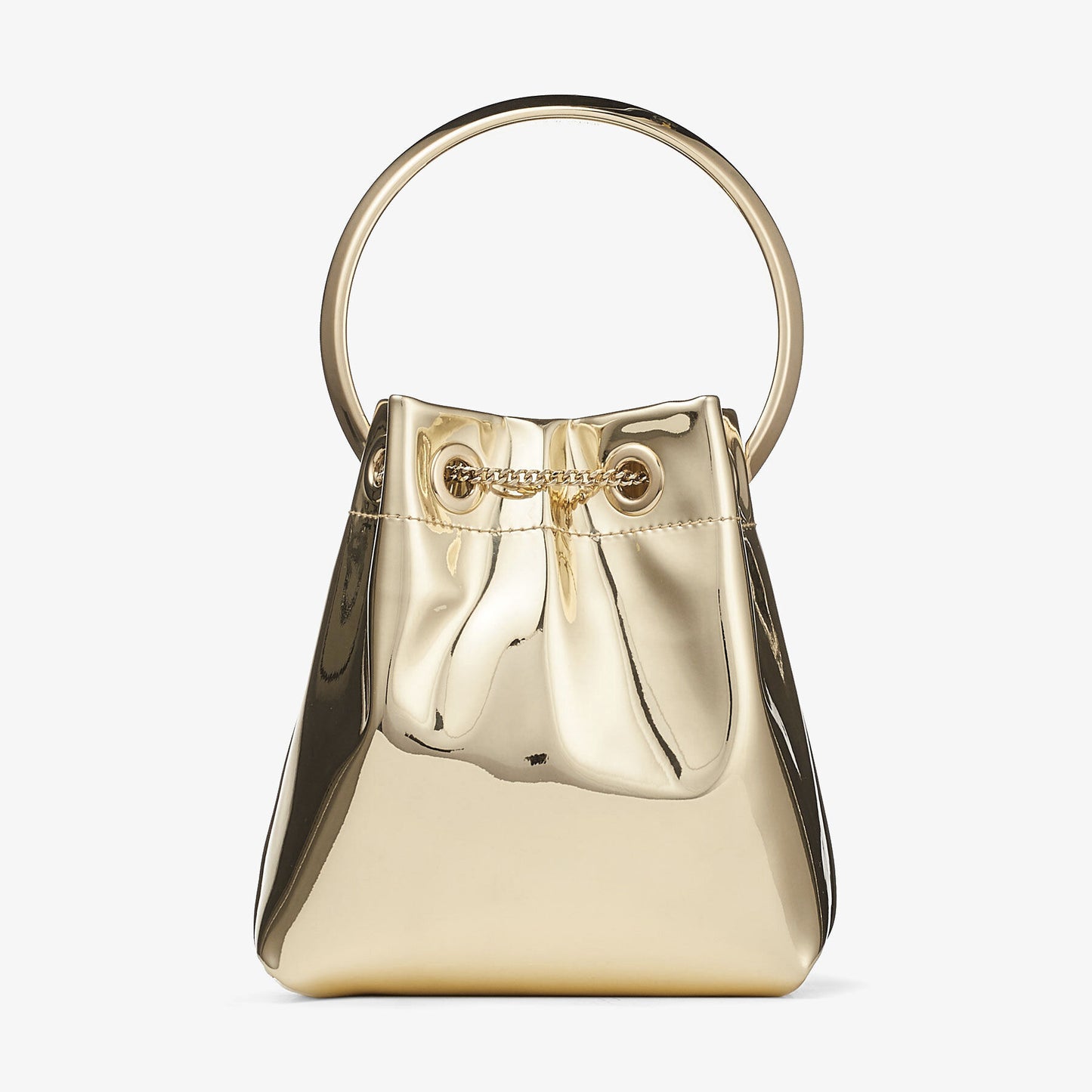 Jimmy Choo Bon Bon Gold Mirror Fabric Mini Bag with Metal Handle