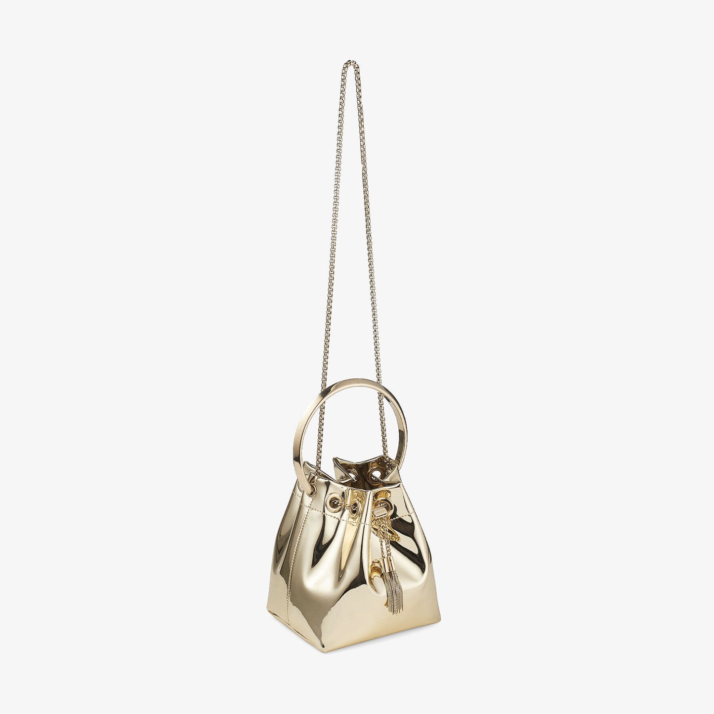 Jimmy Choo Bon Bon Gold Mirror Fabric Mini Bag with Metal Handle