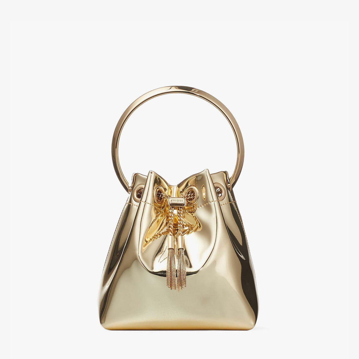 Jimmy Choo Bon Bon Gold Mirror Fabric Mini Bag with Metal Handle