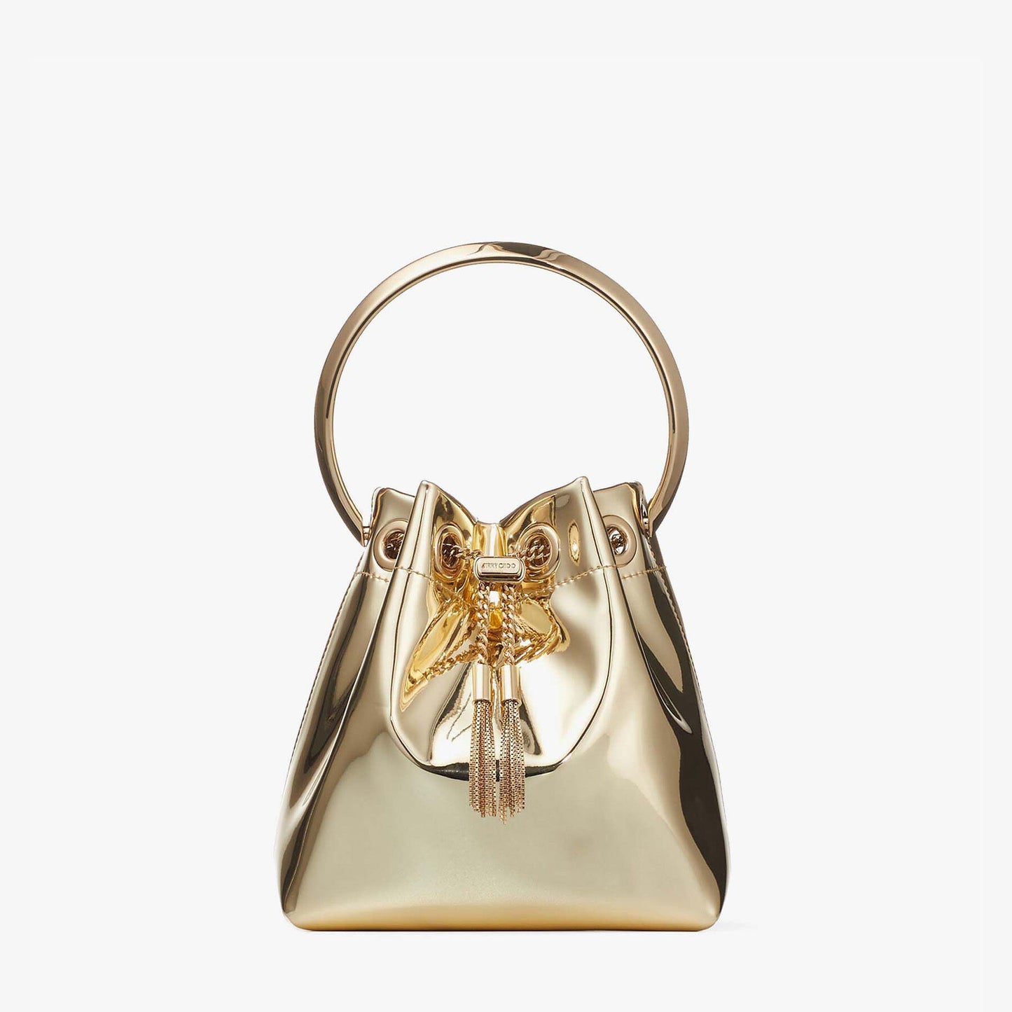 Jimmy Choo Bon Bon Gold Mirror Fabric Mini Bag with Metal Handle