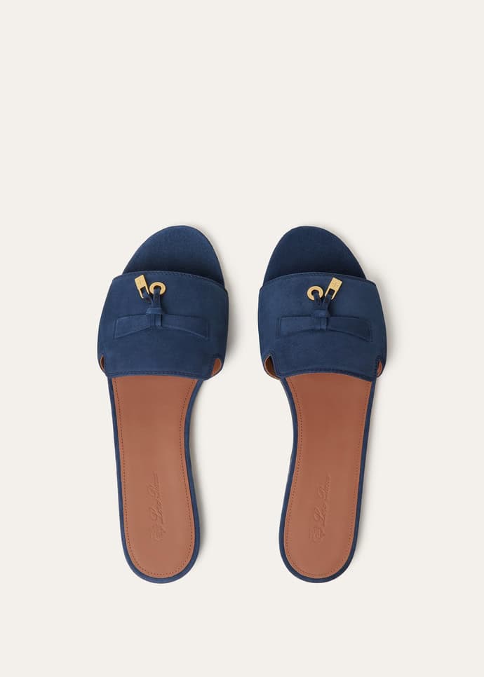 Loro Piana Summer Charms Sandal Suede Goatskin Ocean Cavern
