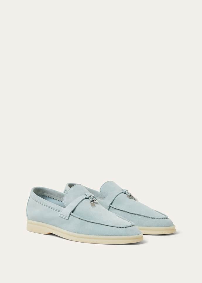 Loro Piana Summer Charms Walk Moccasins Suede Leather Spring Waterfall Melange