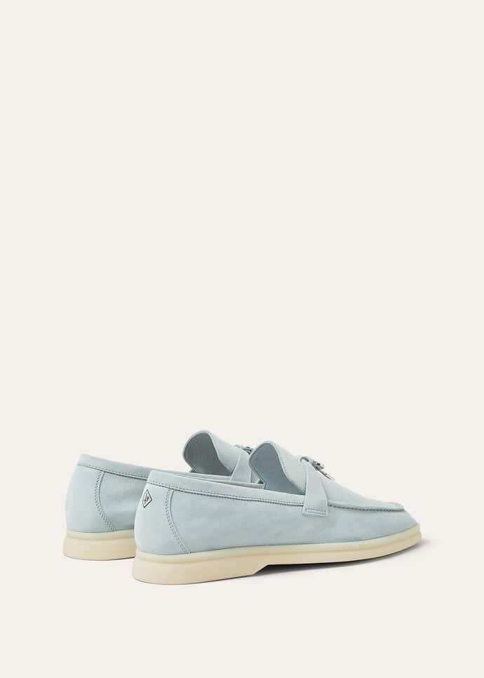 Loro Piana Summer Charms Walk Moccasins Suede Leather Spring Waterfall Melange