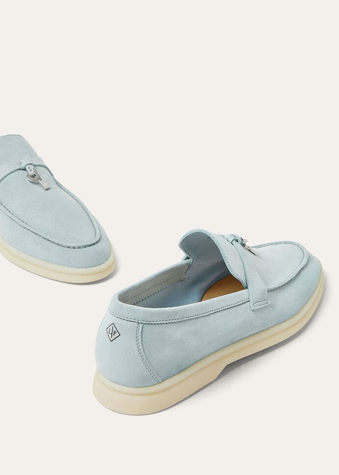 Loro Piana Summer Charms Walk Moccasins Suede Leather Spring Waterfall Melange