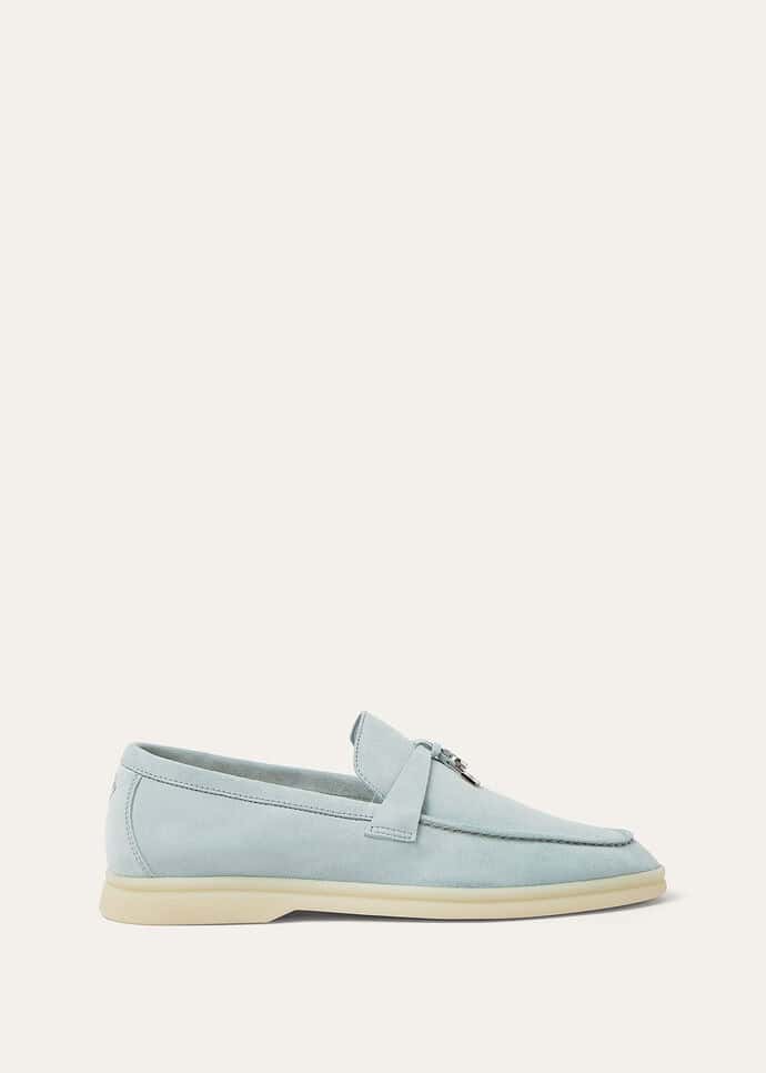 Loro Piana Summer Charms Walk Moccasins Suede Leather Spring Waterfall Melange