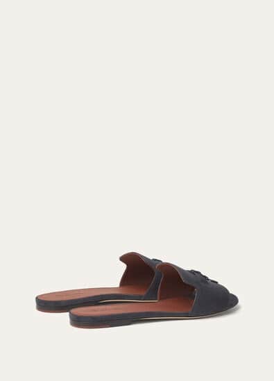 Loro Piana Summer Charms Sandal Suede Goatskin Blue Green