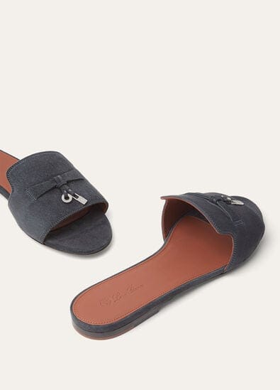 Loro Piana Summer Charms Sandal Suede Goatskin Blue Green
