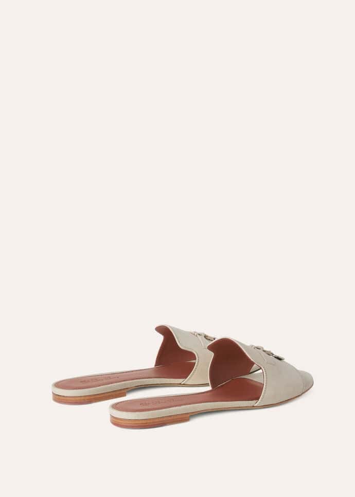 Loro Piana Summer Charms Sandal Suede Goatskin Pearl Powder