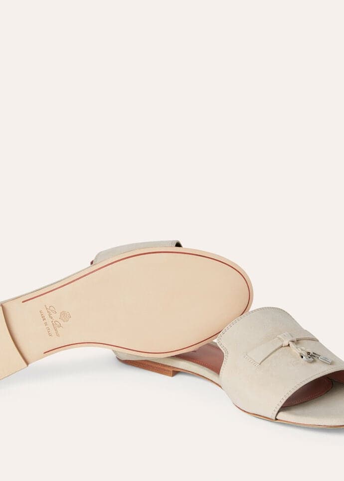 Loro Piana Summer Charms Sandal Suede Goatskin Pearl Powder