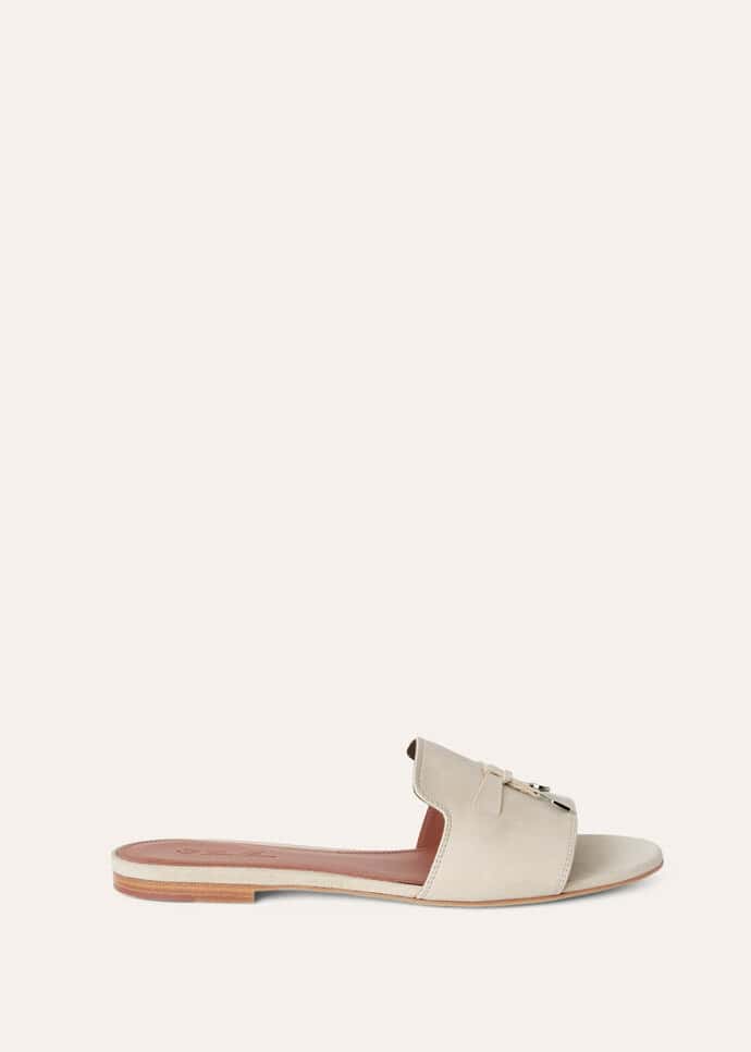 Loro Piana Summer Charms Sandal Suede Goatskin Pearl Powder
