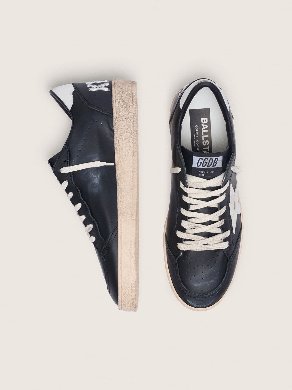 Men's Ball Star in black nappa with white leather star and heel tab