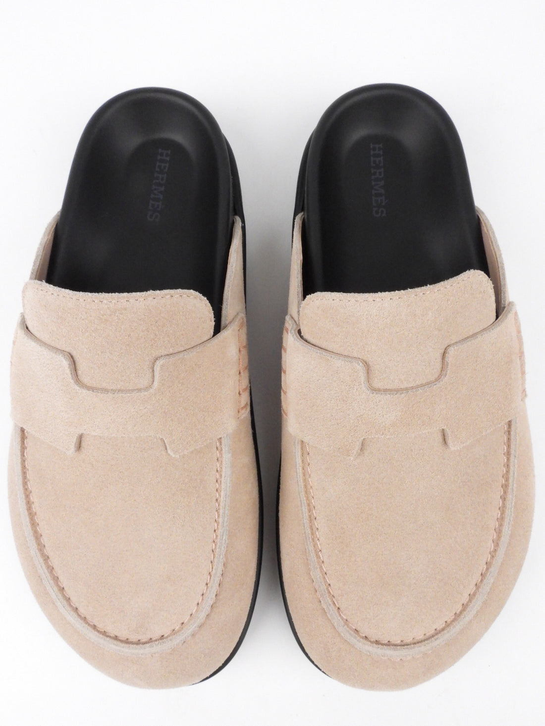 Hermès Go Mules In Beige Suede Calfskin