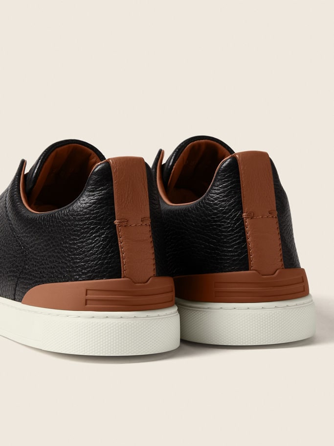 Zegna Black Deerskin Triple Stitch™ Sneakers