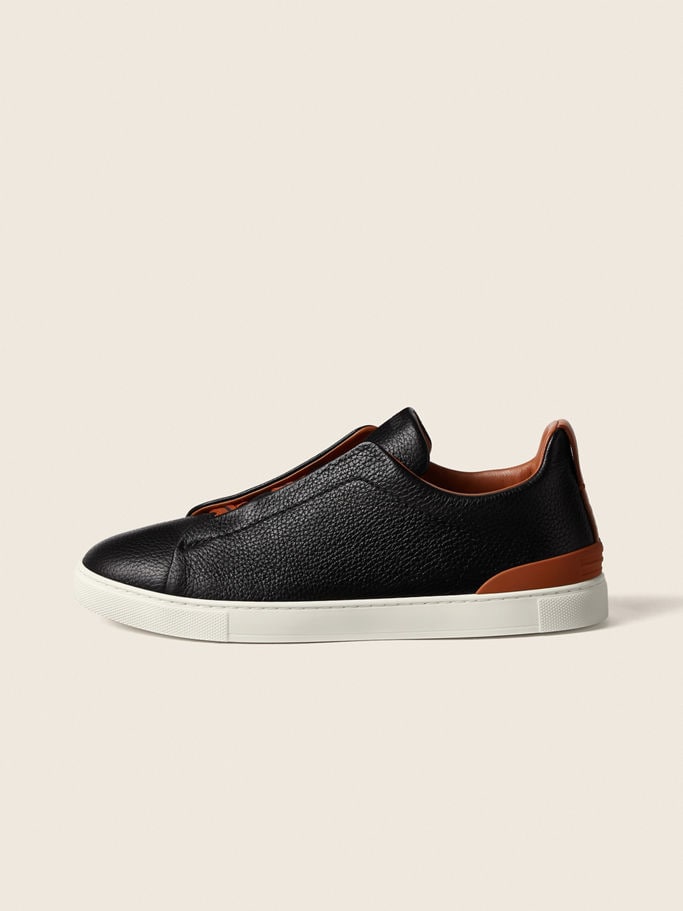 Zegna Black Deerskin Triple Stitch™ Sneakers