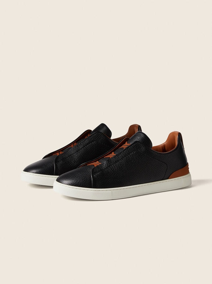 Zegna Black Deerskin Triple Stitch™ Sneakers