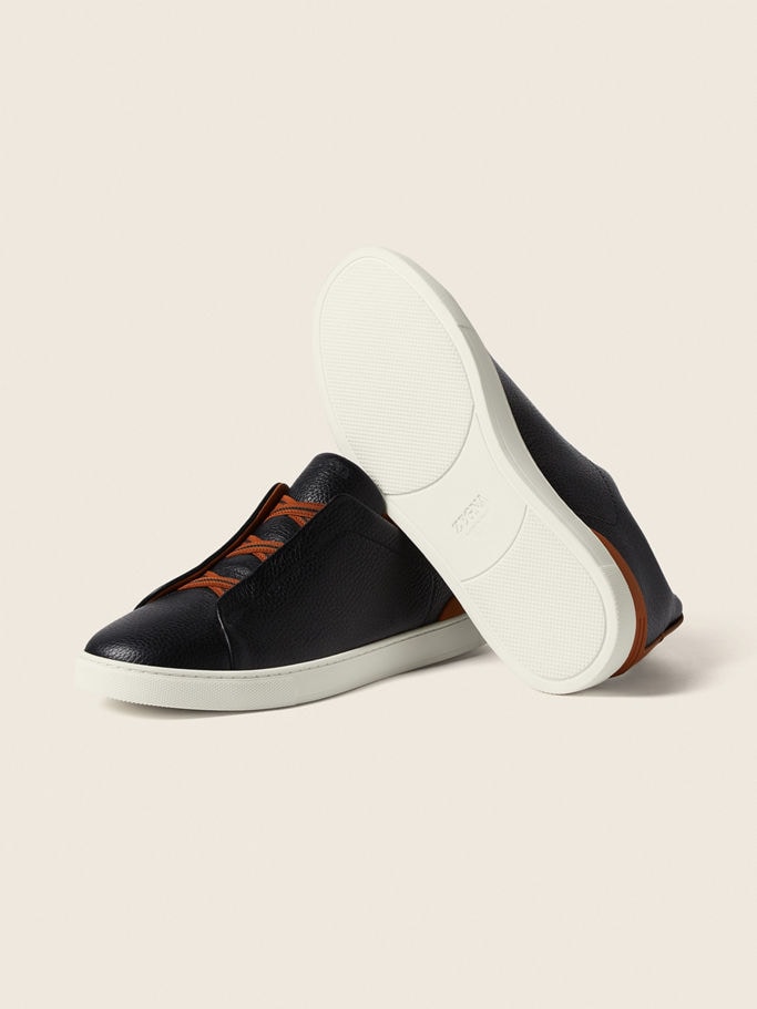 Zegna Black Deerskin Triple Stitch™ Sneakers