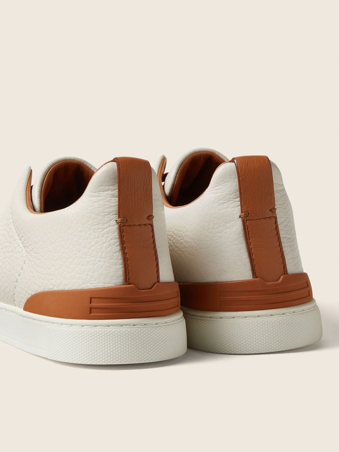 Zegna Off White Deerskin Triple Stitch™ Sneakers
