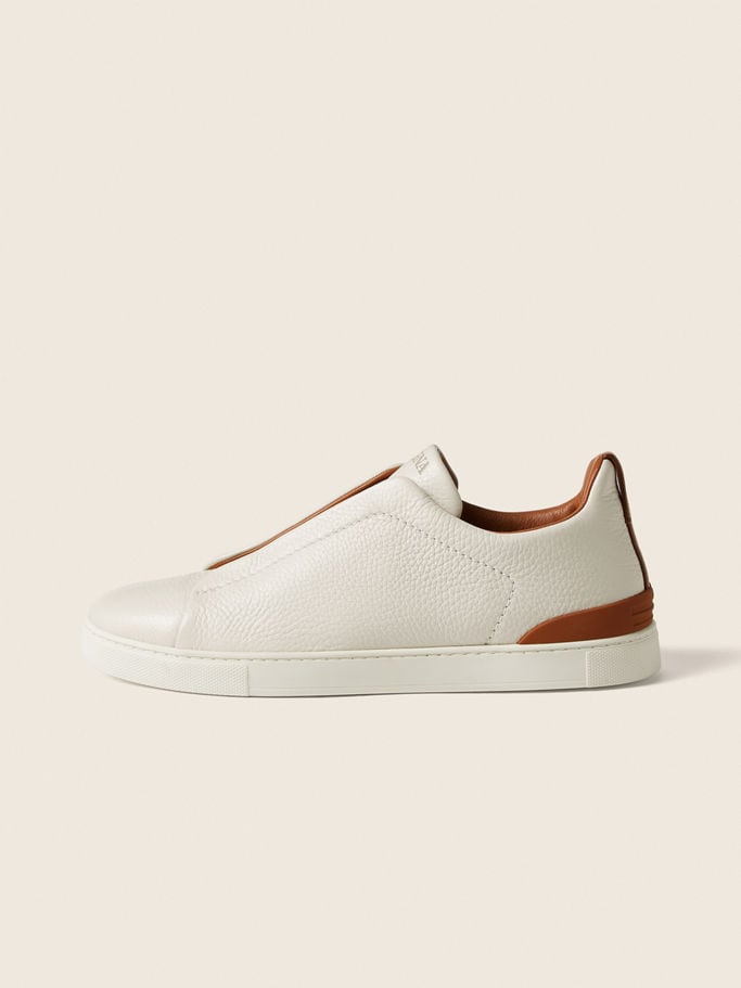 Zegna Off White Deerskin Triple Stitch™ Sneakers