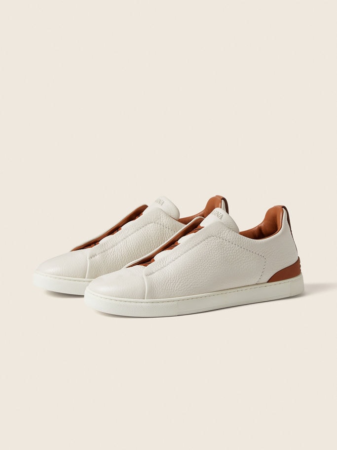 Zegna Off White Deerskin Triple Stitch™ Sneakers